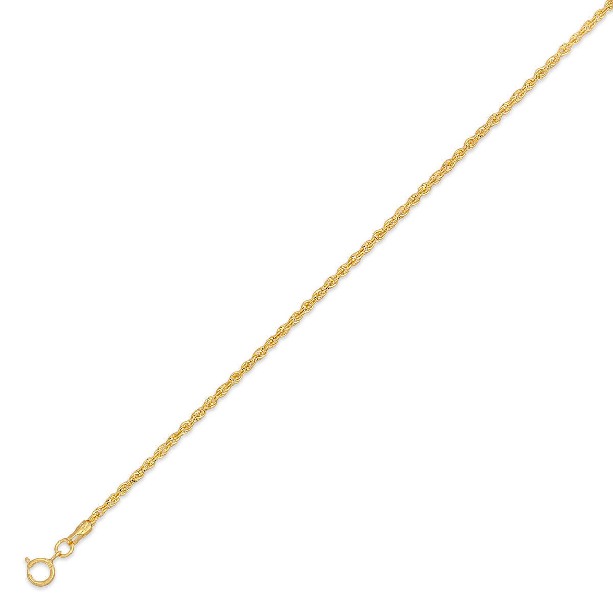 1.5mm Yellow Diamond Cut Hollow Rope