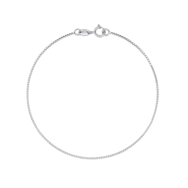 0.8mm 14K White Gold Box Bracelet