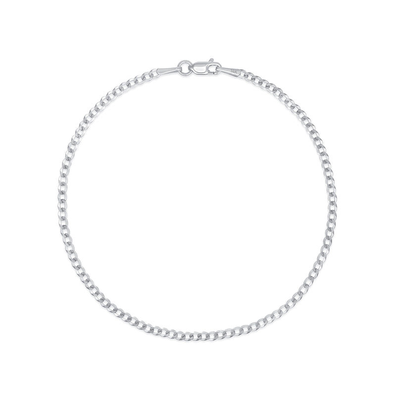 2mm 14K White Gold Cuban Bracelet