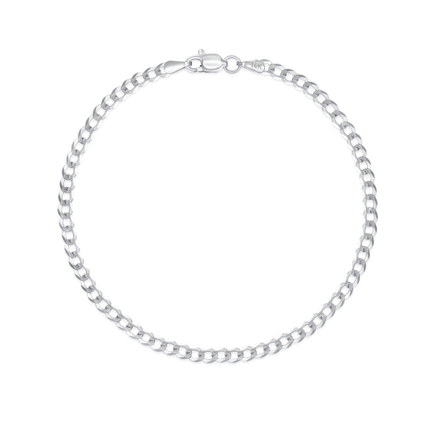 3mm White Gold Cuban Bracelet