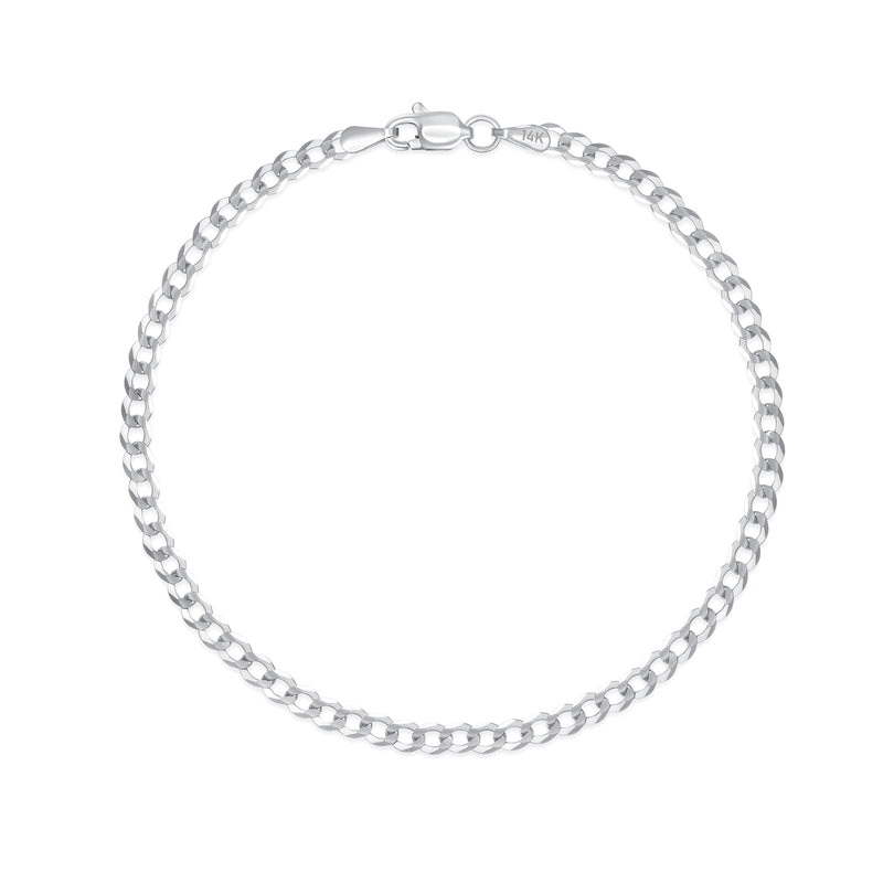 3mm White Gold Cuban Bracelet