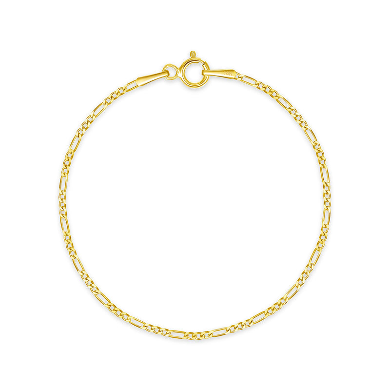 1.5mm 14K Figaro Bracelet