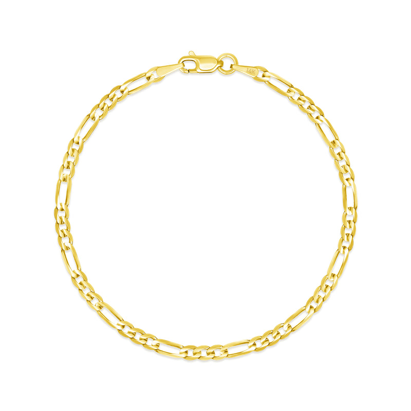 3mm 14K Figaro Bracelet