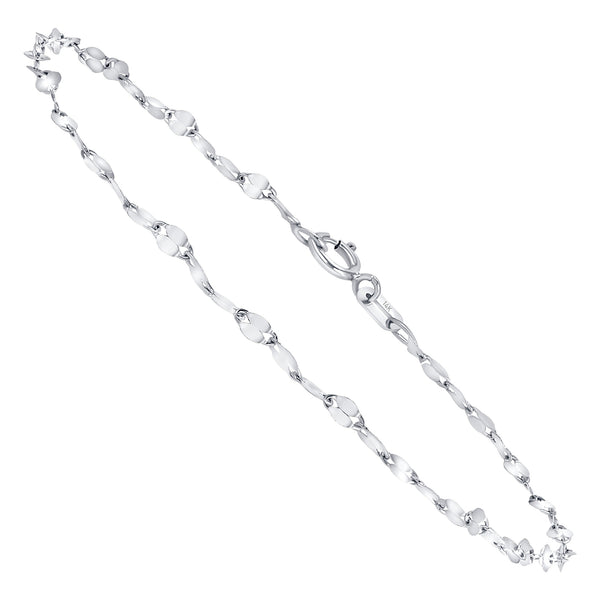 1.9mm 14K White Gold Hammer Bracelet