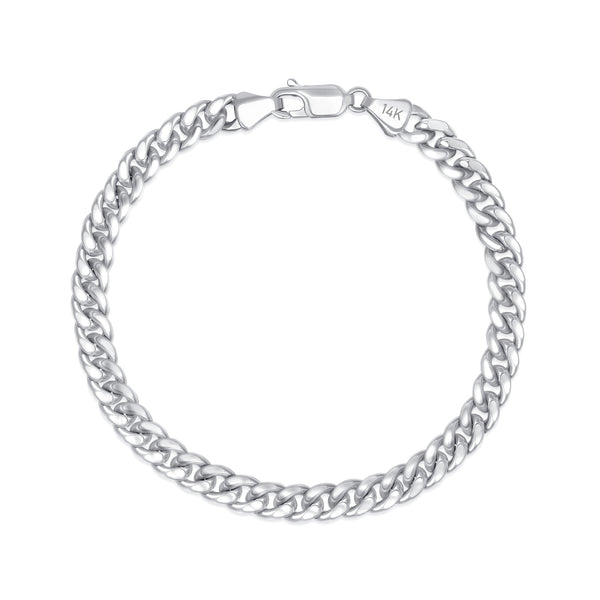 5.5mm Hollow White Gold Miami Cuban Bracelet