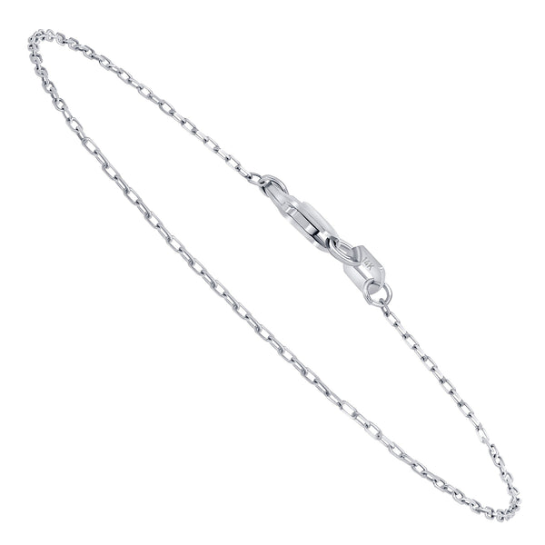 1mm 14K White Gold Paperclip Bracelet