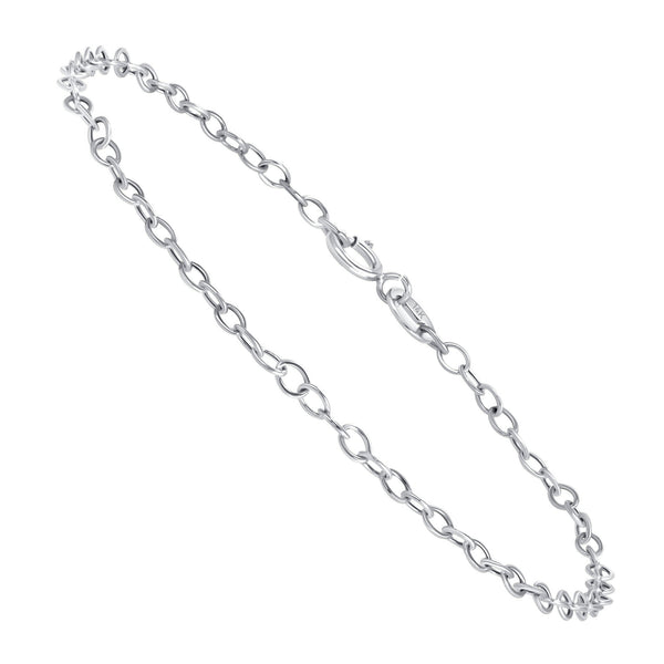 1.4mm 14K Hollow White Gold Rolo Bracelet