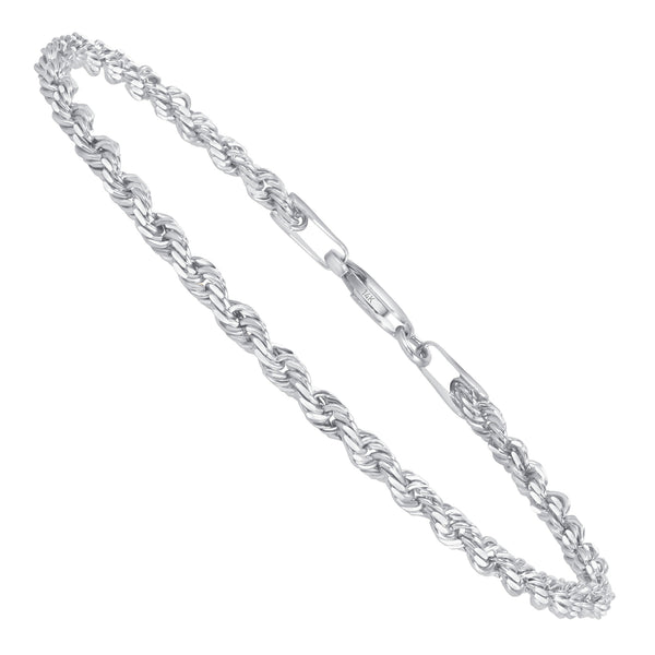 3mm White Gold Rope Bracelet