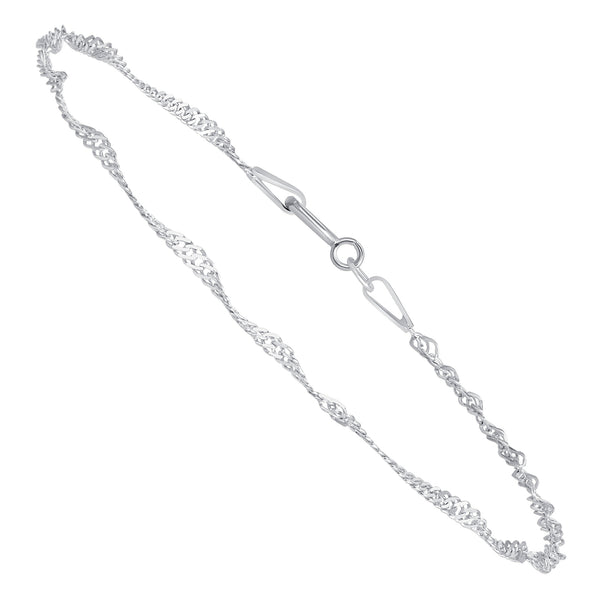 1.5mm 14K White Gold Singapore Bracelet