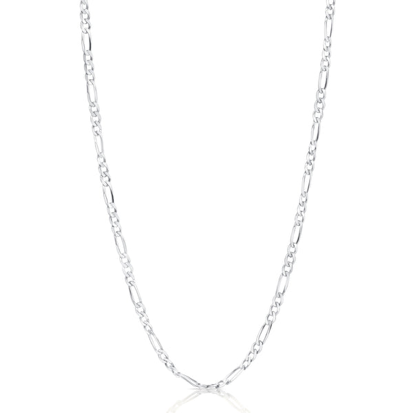 2.5mm 14K White Gold Figaro Chain