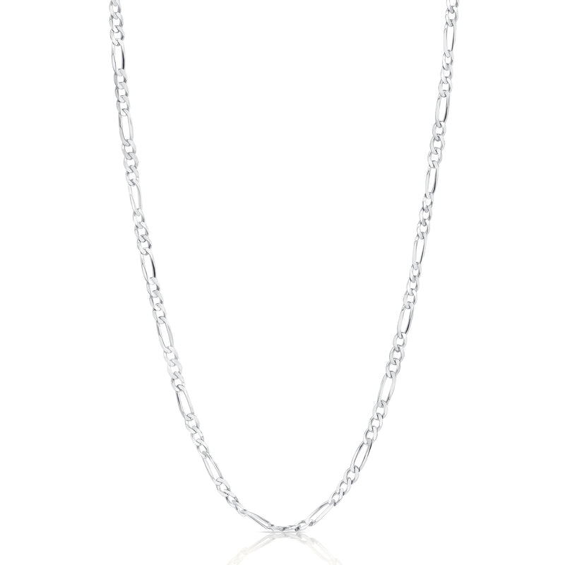 2.5mm 14K White Gold Figaro Chain