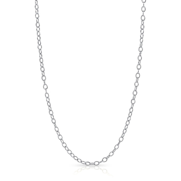 1.4mm 14K Hollow White Gold Rolo Chain