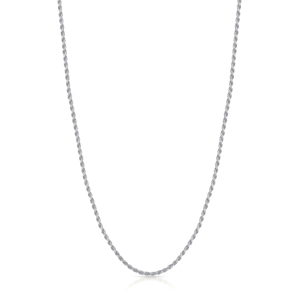 1mm 14K White Gold Rope Chain