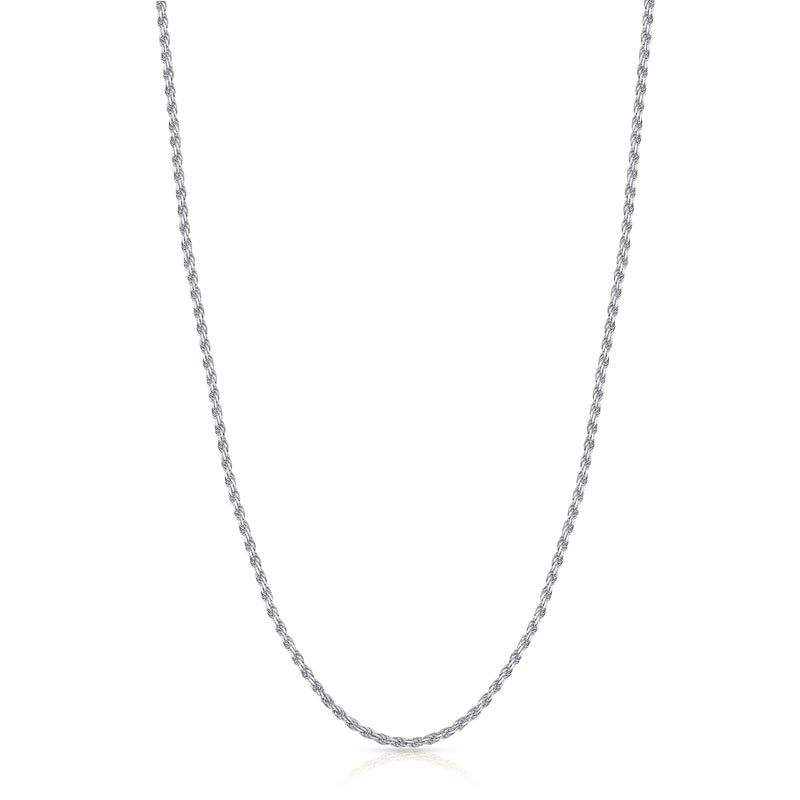 1mm 14K White Gold Rope Chain