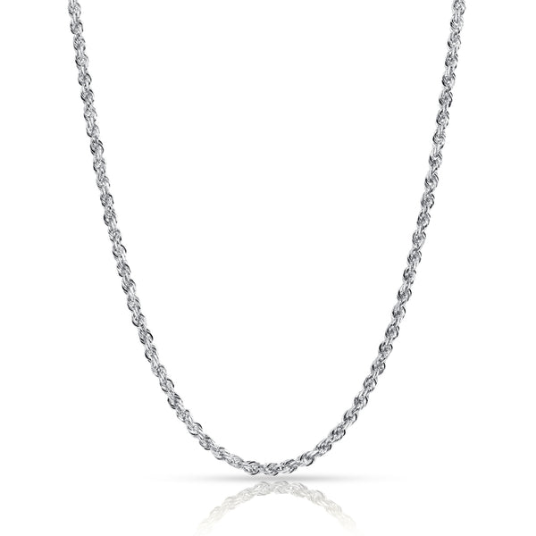 2mm 14K White Gold Rope Chain