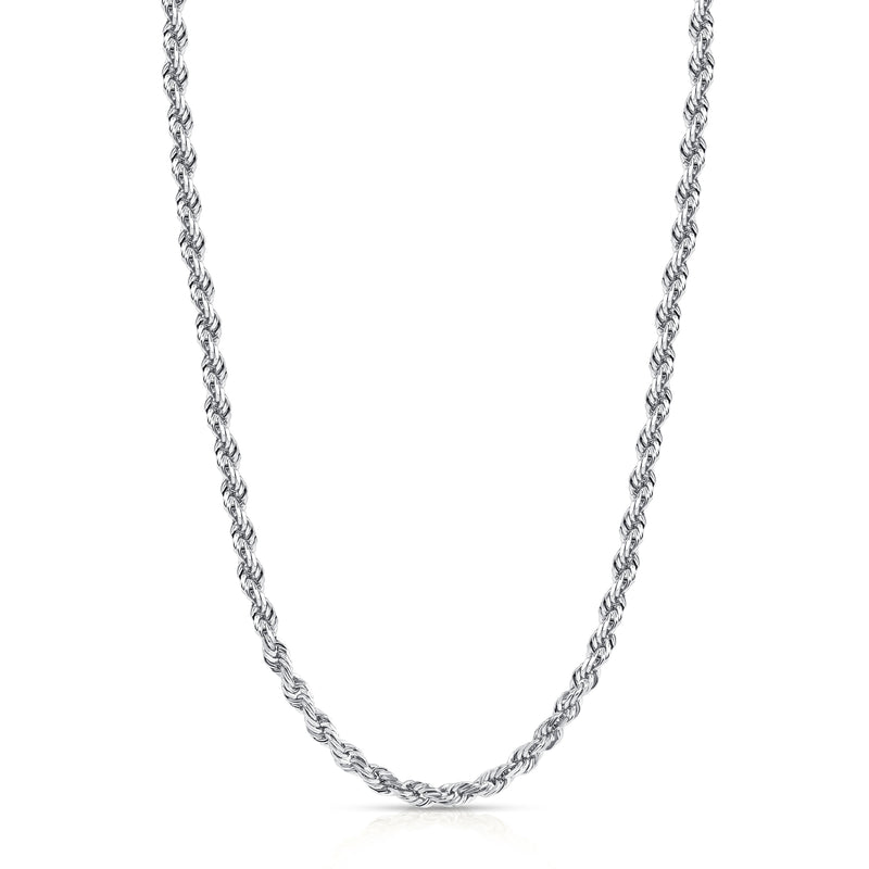 3mm 14K White Gold Rope Chain