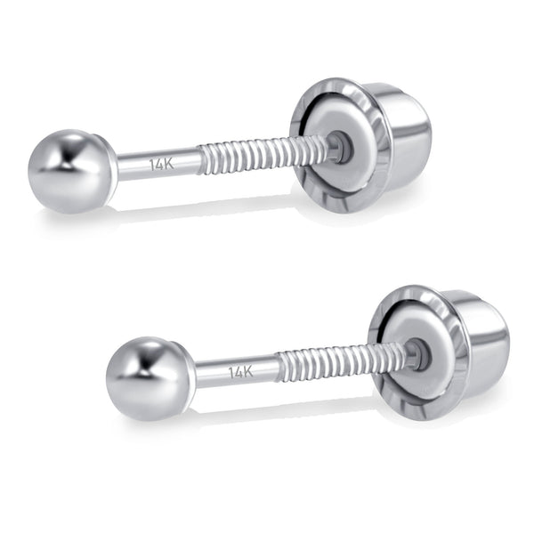 2mm White Gold Ball Studs