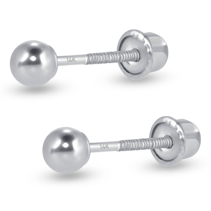 3mm White Gold Ball Studs