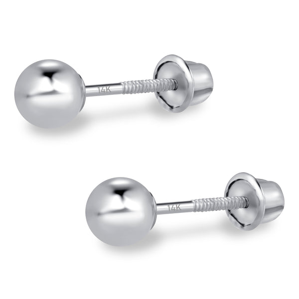 4mm White Gold Ball Studs