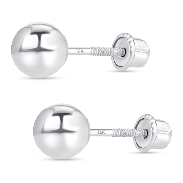 5mm White Gold Ball Studs