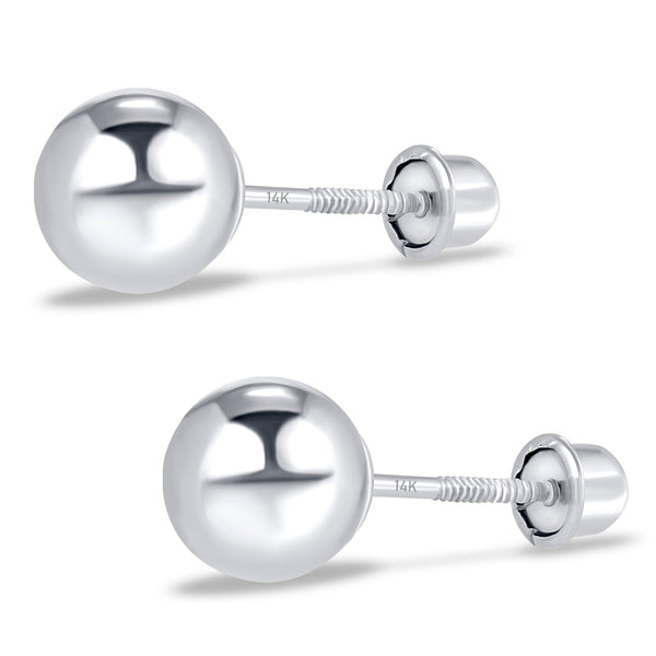 6mm White Gold Ball Studs