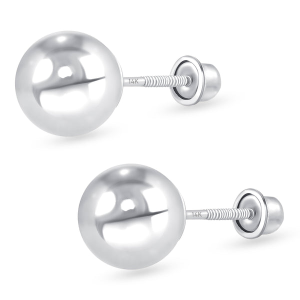 7mm White Gold Ball Studs